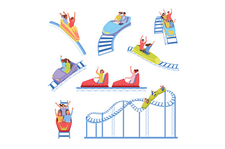 roller coaster. happy kids riding on, a Person Illustration by Multigon
