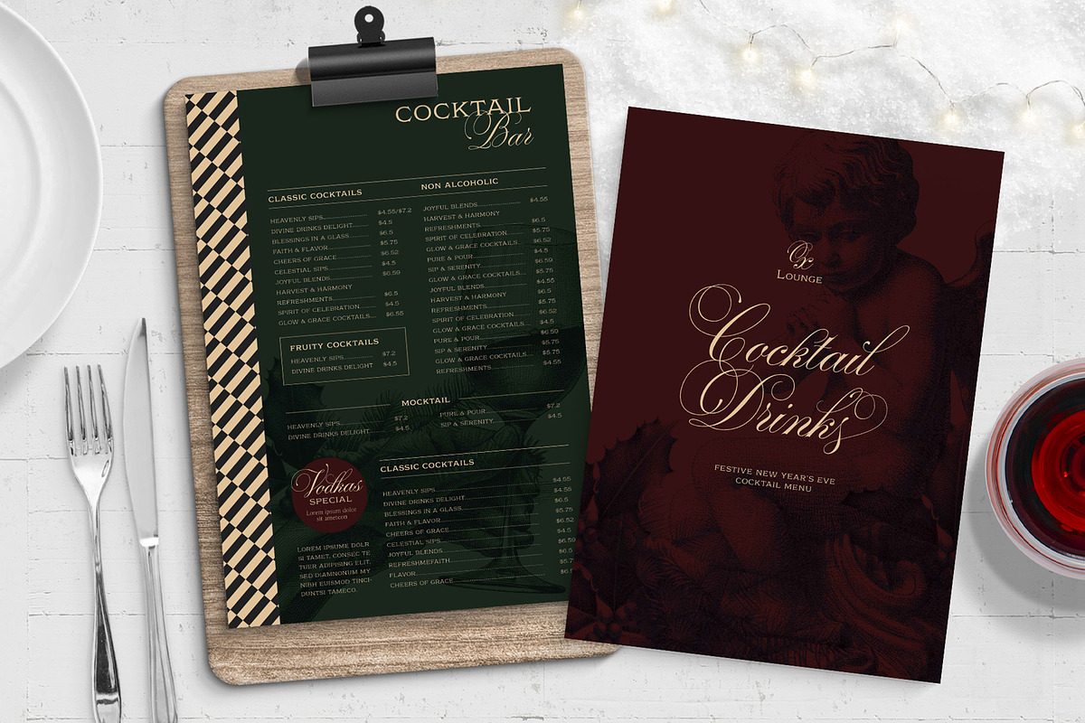 Cocktail Menu Drinks List Template, a Flyer Template by BrandPacks (Photo 1 of 5)