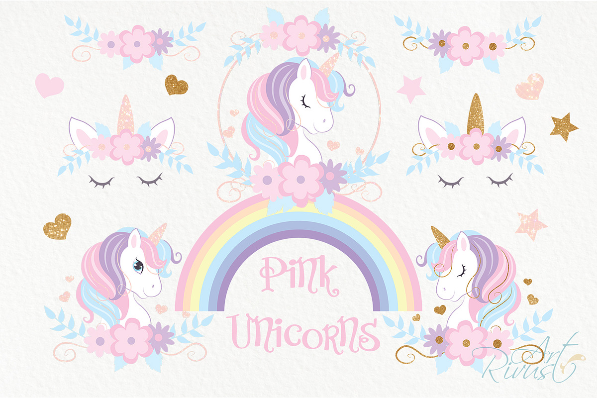 Unicorn PNG clipart. Unicorn Face., an Animal Illustration by RivusArt (Photo 1 of 9)