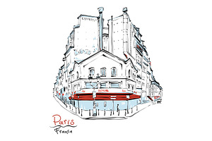 Typical Parisian house, France, an Illustration by kavalenkava