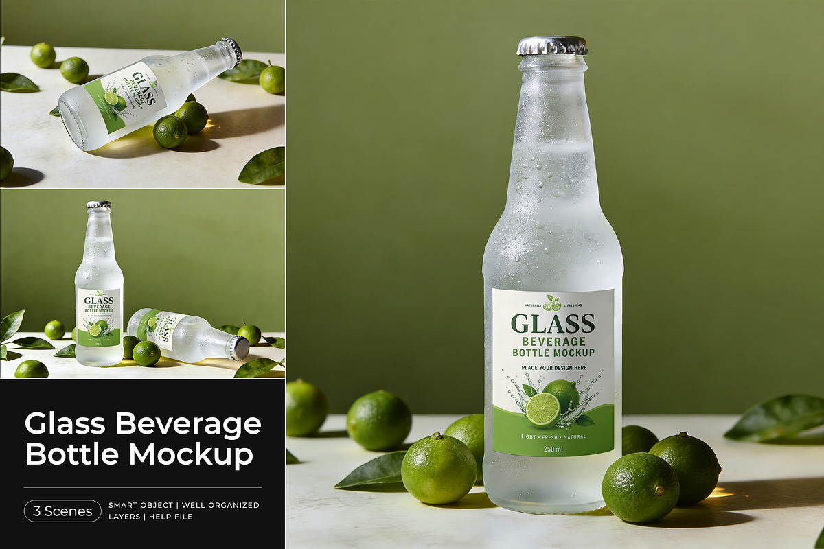 Glass Beverage Bottle Mockup, a Cups & Container Mockup by Pitchlook.Studio (Photo 1 of 4)