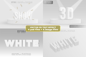 3d Vector Text Effect In White