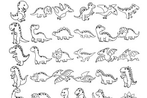 Dinosaur Outline Silhouette Set 1