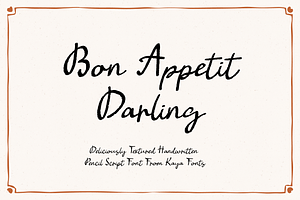 Bon Appetit Darling Pencil Script, a Handwritten Font by Kaya Fonts