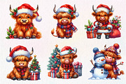 Cute Christmas Highland Cow Clipart, an Illustration by Dream Creation (Thumbnail 6 of 7)