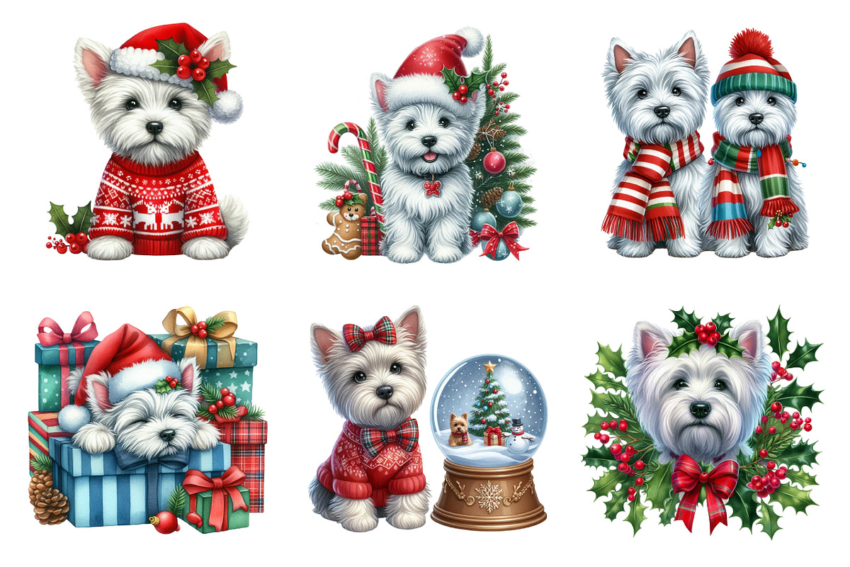 Christmas Westie Png Graphics, an Illustration by SinaCreation (Photo 3 of 5)