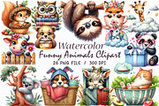 Funny Animals Clipart PNG Bundle, an Illustration by Libby Wishes (Thumbnail 6 of 7)