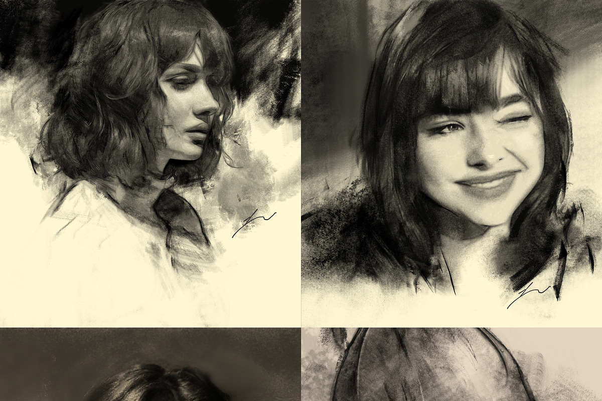 Charcoal Brushes for Procreate, a Brush Add-On by John Fenerov Art (Photo 2 of 2)