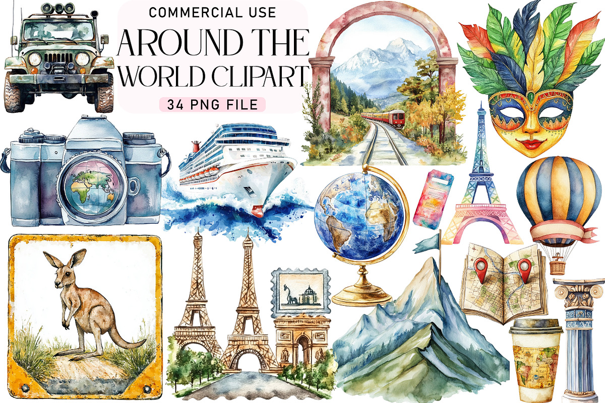 Adventure Around the World Clipart, an Illustration by Daily.Designs (Photo 1 of 5)