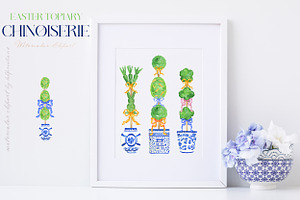 Easter Chinoiserie Topiary Clipart