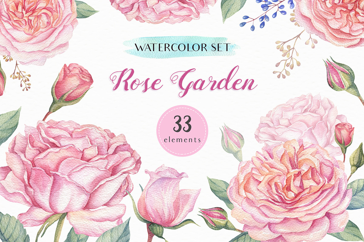 Watercolor Rose Garden, a Decorative Illustration by Irina Diasli (Photo 1 of 9)