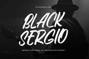 Black Sergio Brush Font, a Handwritten Font by RantautypeStudio (Thumbnail 1 of 13)