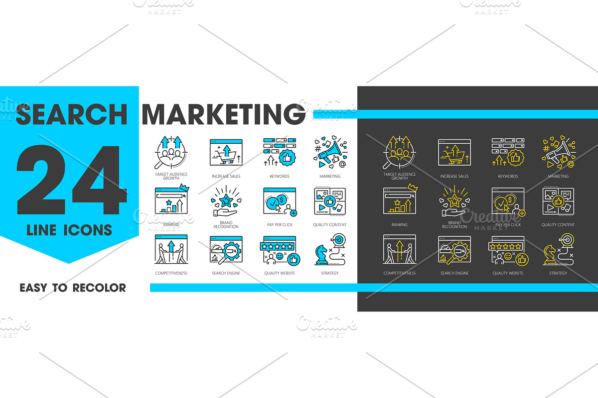 Sem icons. Search engine signs, a Technology Illustration by Vector Tradition