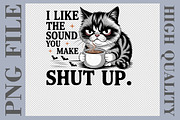 Grumpy Coffee Cat Funny Quote PNG, a Graphic by olgasallom (Thumbnail 1 of 3)