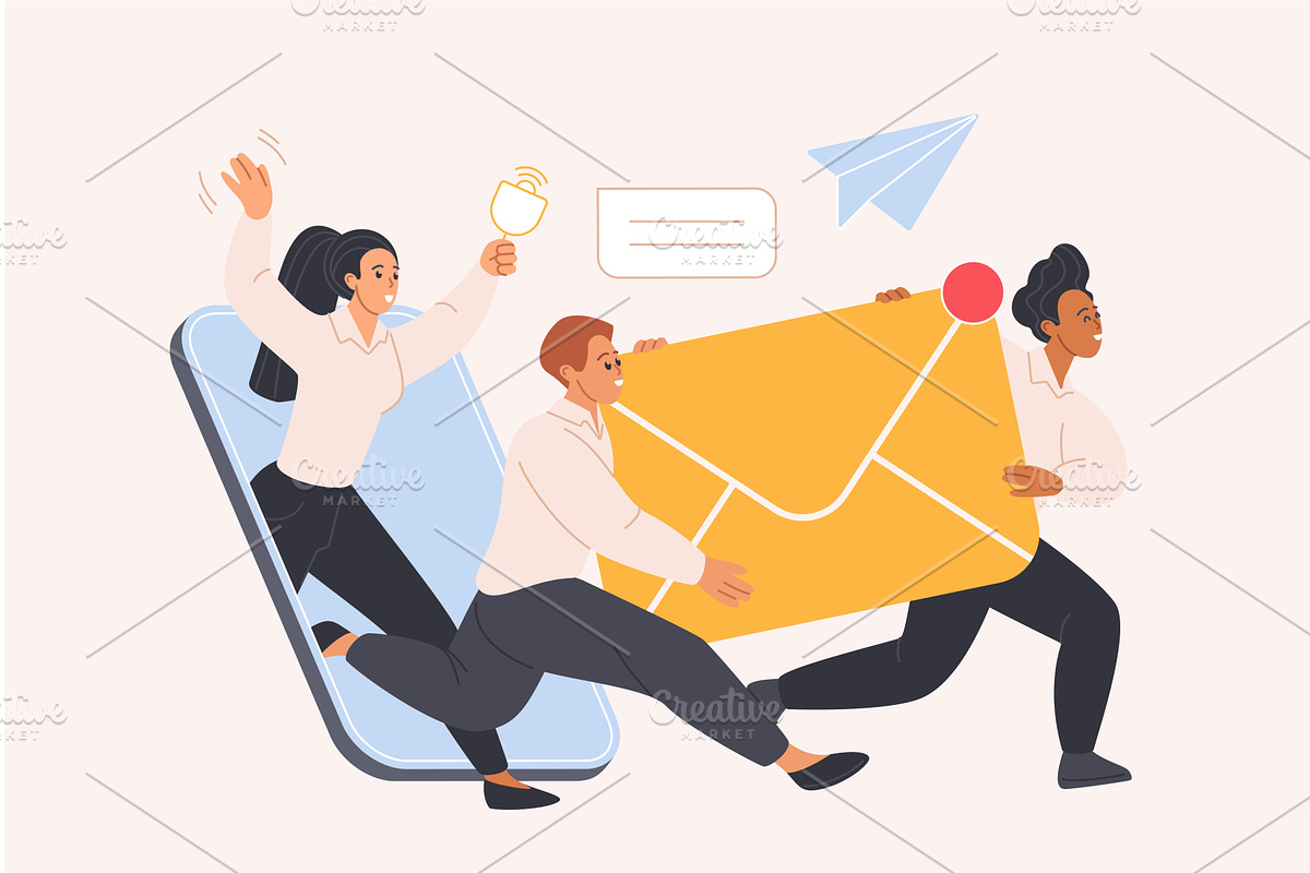Delivery letter inbox mail platform, a Person Illustration by Lemberg Vector