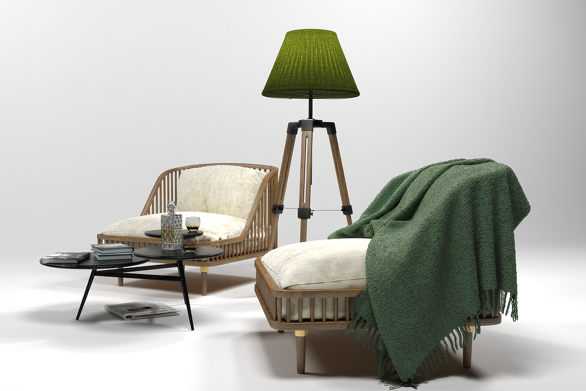 Furniture set 0206, a Furniture 3D Model by inDahouze (Photo 2 of 9)