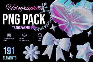 Holographic PNG Pack - 191 Elements
