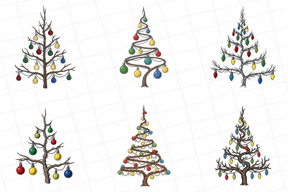 Christmas Lights Tree Clipart, an Illustration by OK Design (Photo 2 of 5)