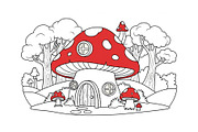 Whimsical Mushroom House Line Art bu, an Illustration by Designs_River (Thumbnail 35 of 51)