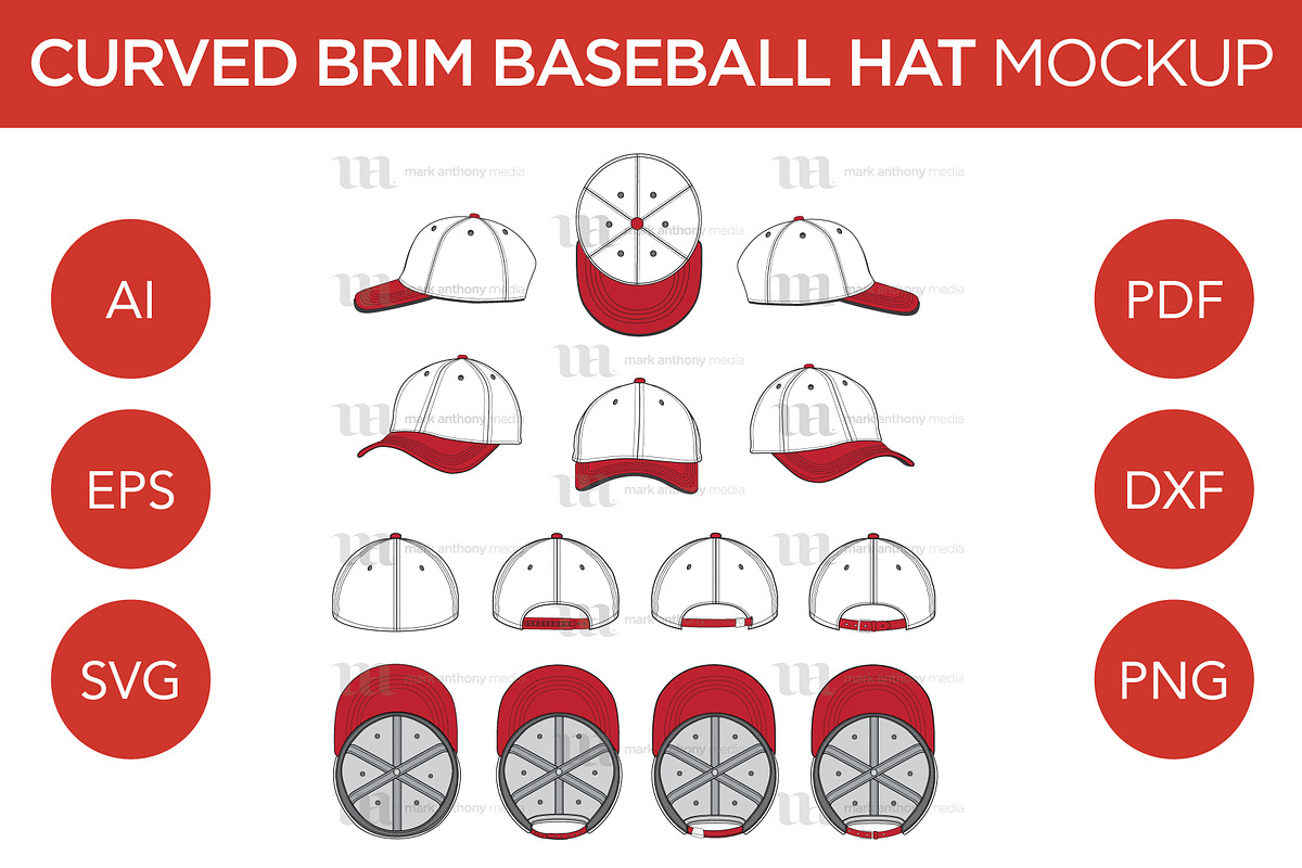 Curved Brim Baseball Hats - Template, a Hat Mockup by Mark Anthony Media (Photo 1 of 4)