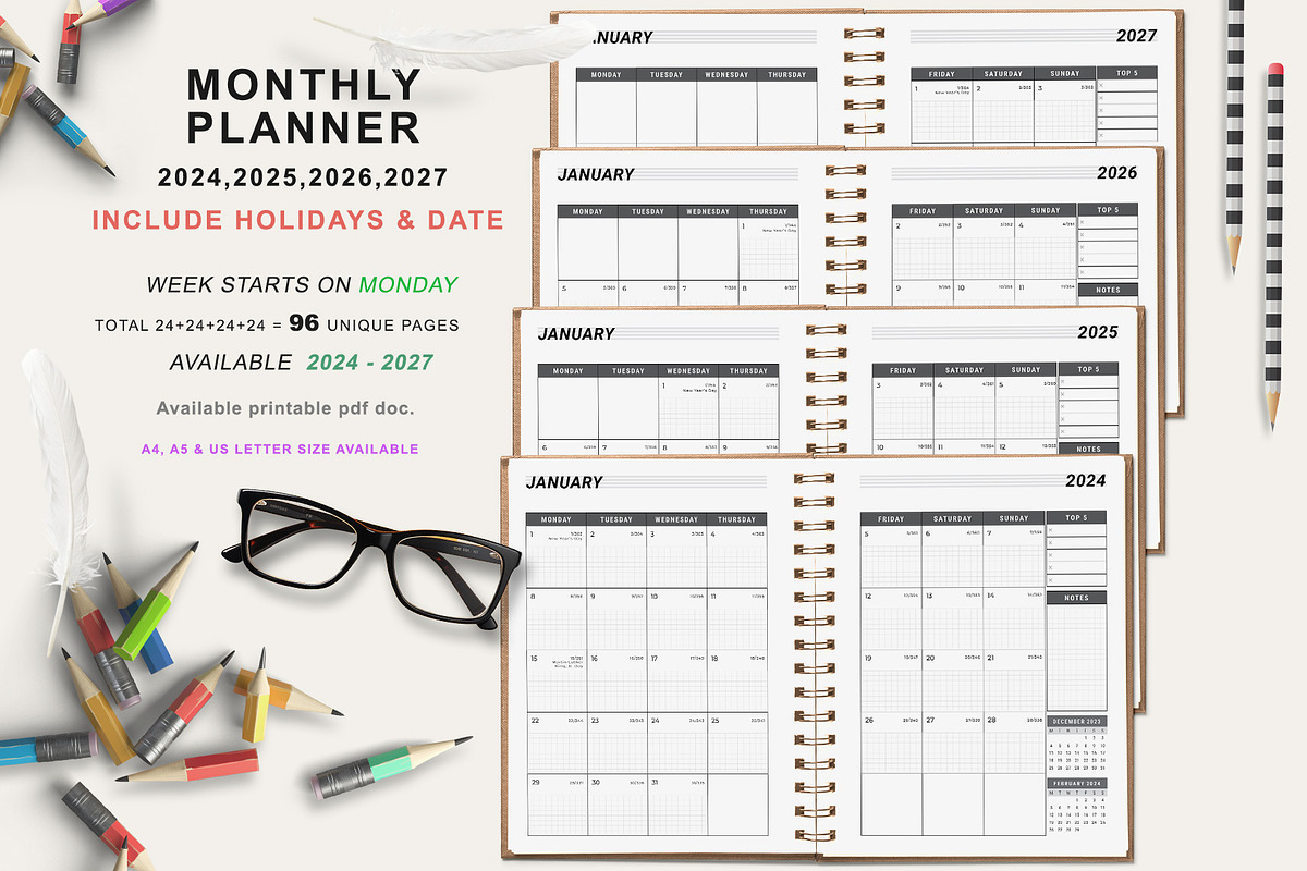 Ultimate Planner Bundle Pack 2024-27, a Stationery Template by ROJI CREATOR (Photo 3 of 9)