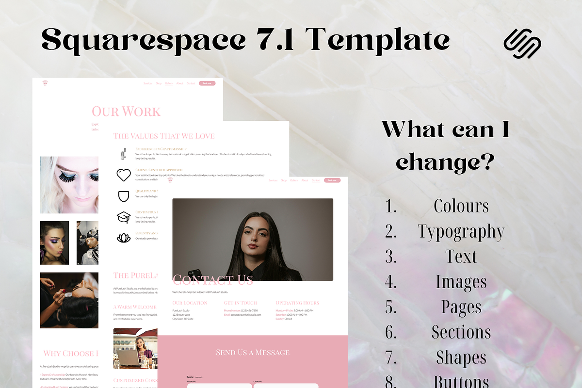 PureLash Studio Squarespace Template, a Squarespace Template by Lumina Alchemy (Photo 7 of 7)