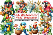 Summer Parrot Sublimation Clipart, an Illustration by DreamCafeArt (Thumbnail 1 of 4)
