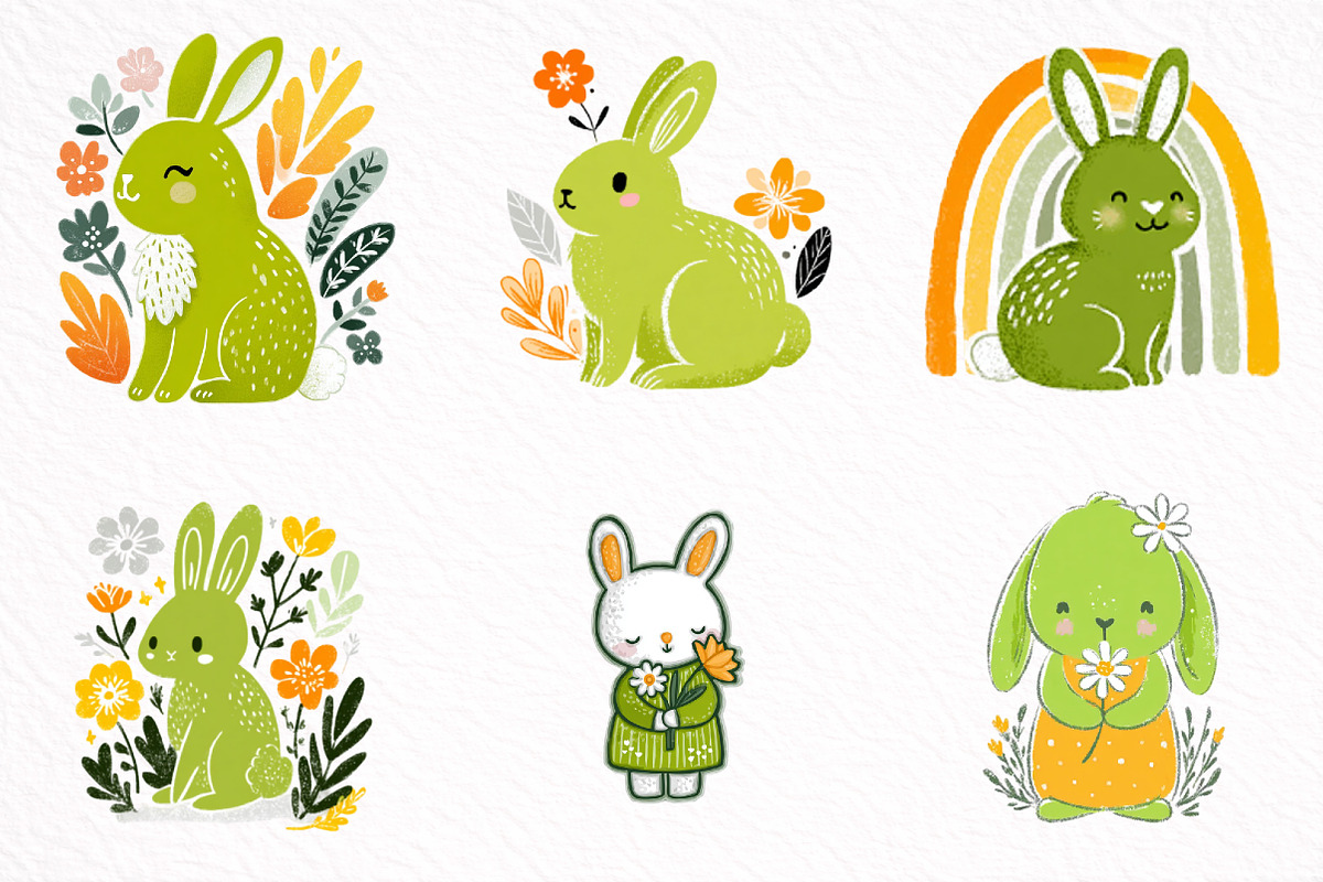 Spring Baby Bunny Clipart, an Illustration by DreamArtGraphic (Photo 7 of 8)