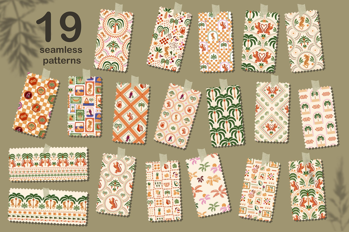 Checkered tropical summer patterns, a Pattern Graphic by Tani Kuzminka (Photo 2 of 11)