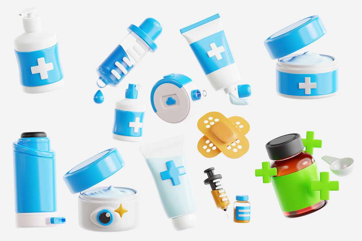 Medicine & Pills 3D Icon Set, an Object 3D Model by Eklip Studio (Photo 2 of 3)