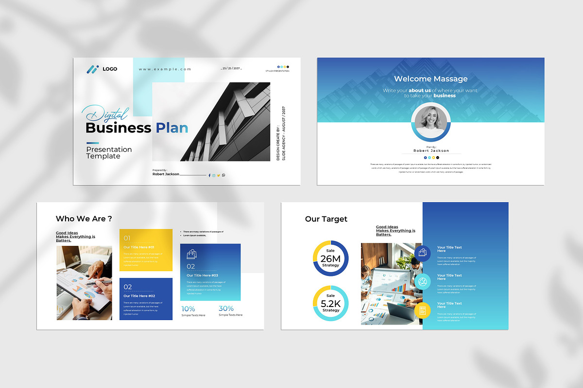 Blue Yellow Modern Business Plan Pre, a Presentation Template by Slide-Agency (Photo 2 of 11)