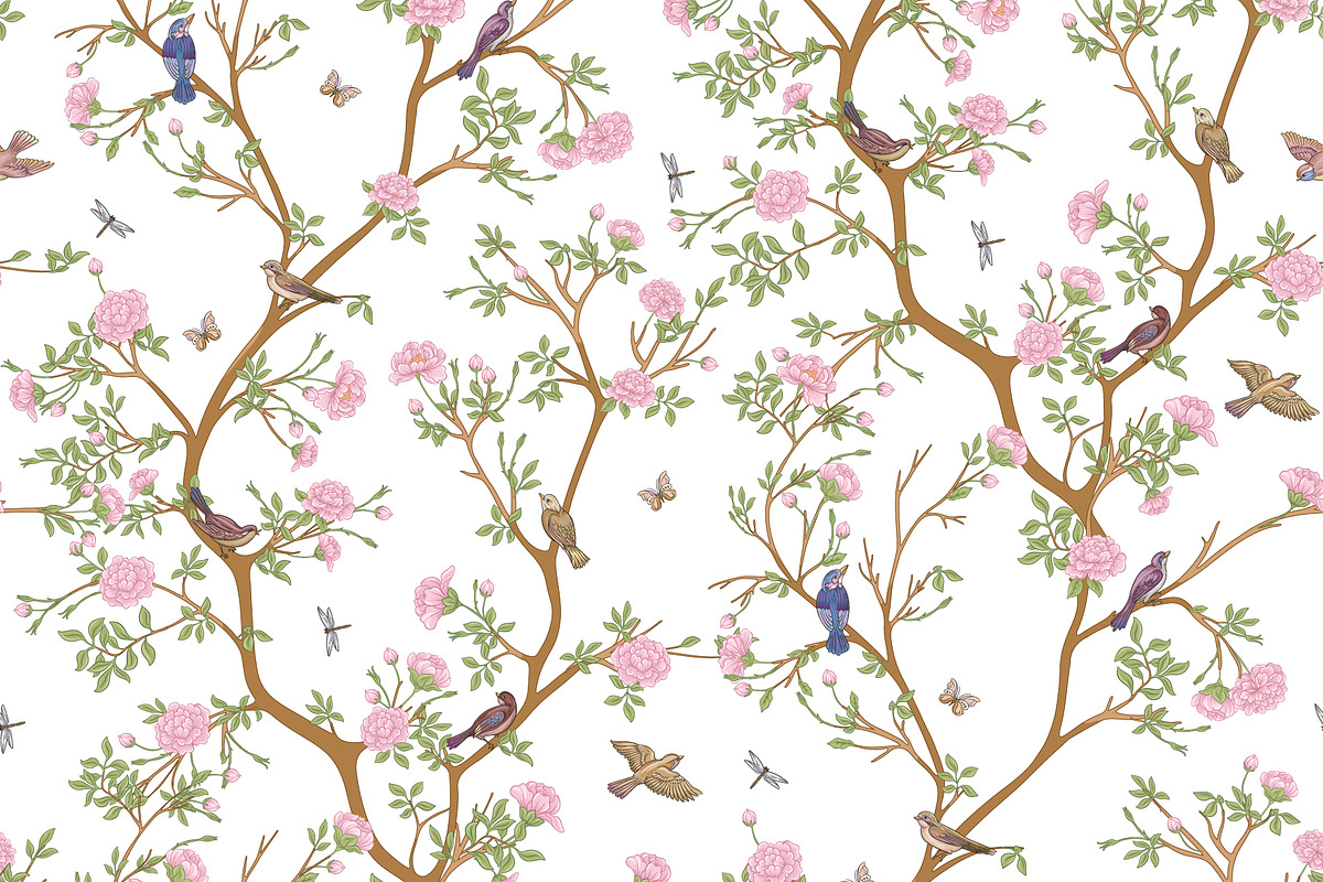 Chinoiserie Camellia & Birds, a Pattern Graphic by Elen-Lane (Photo 7 of 8)