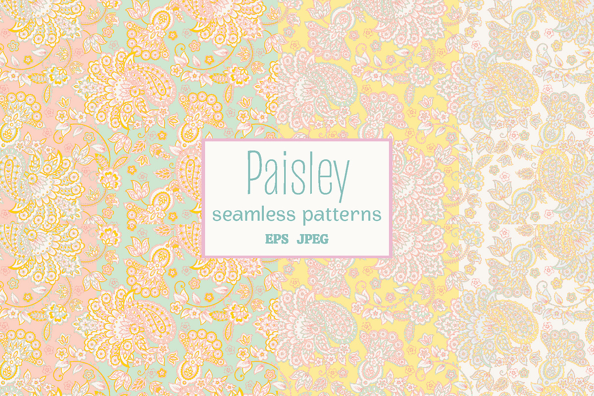 Damask paisley seamless patterns, a Pattern Graphic by antalogiya (Photo 1 of 5)
