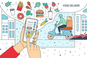 Food delivery app banner, flyer, a Food Illustration by Good Studio
