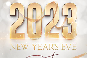 Happy New Year Eve Flyer 2023 Gold