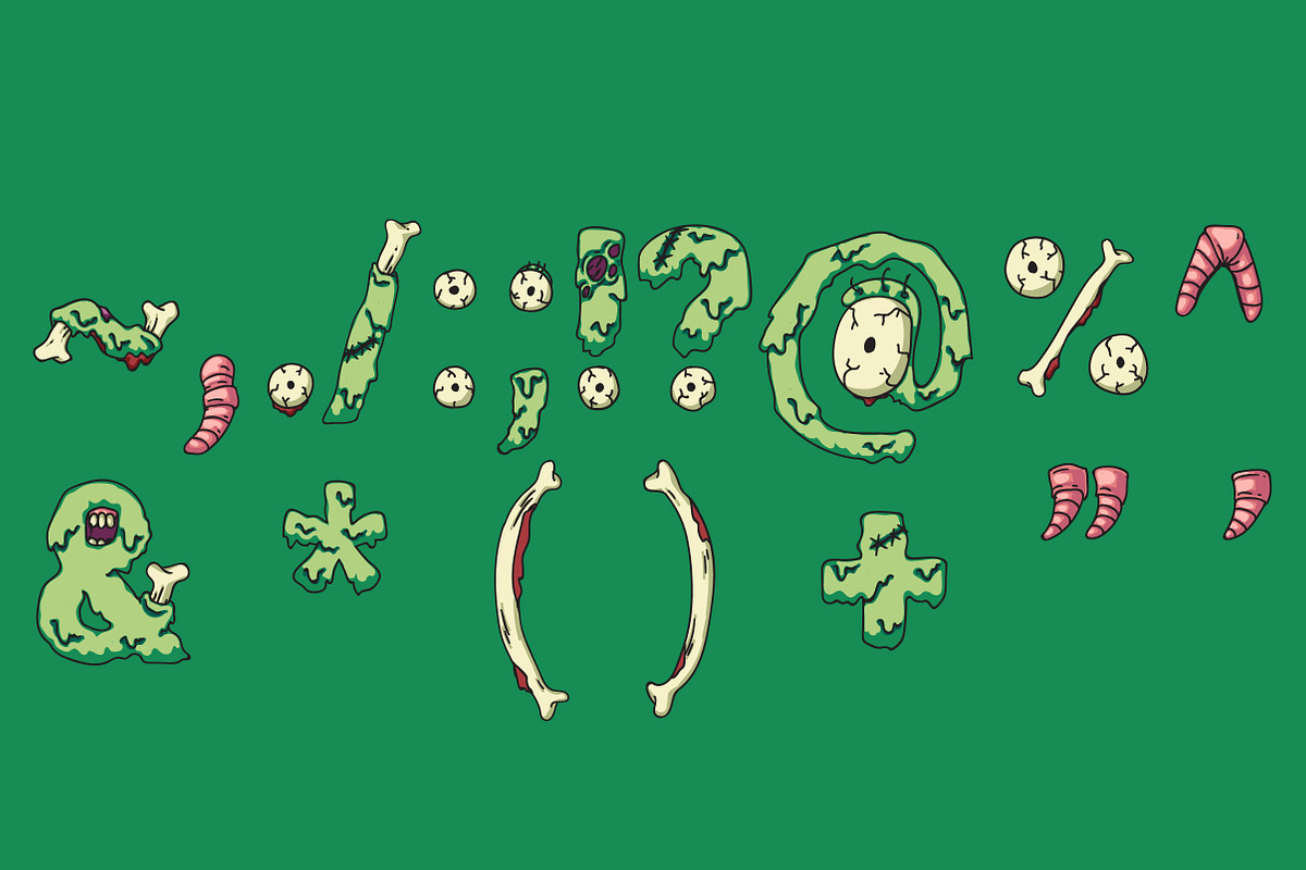 Scary zombie monster halloween font preview 3