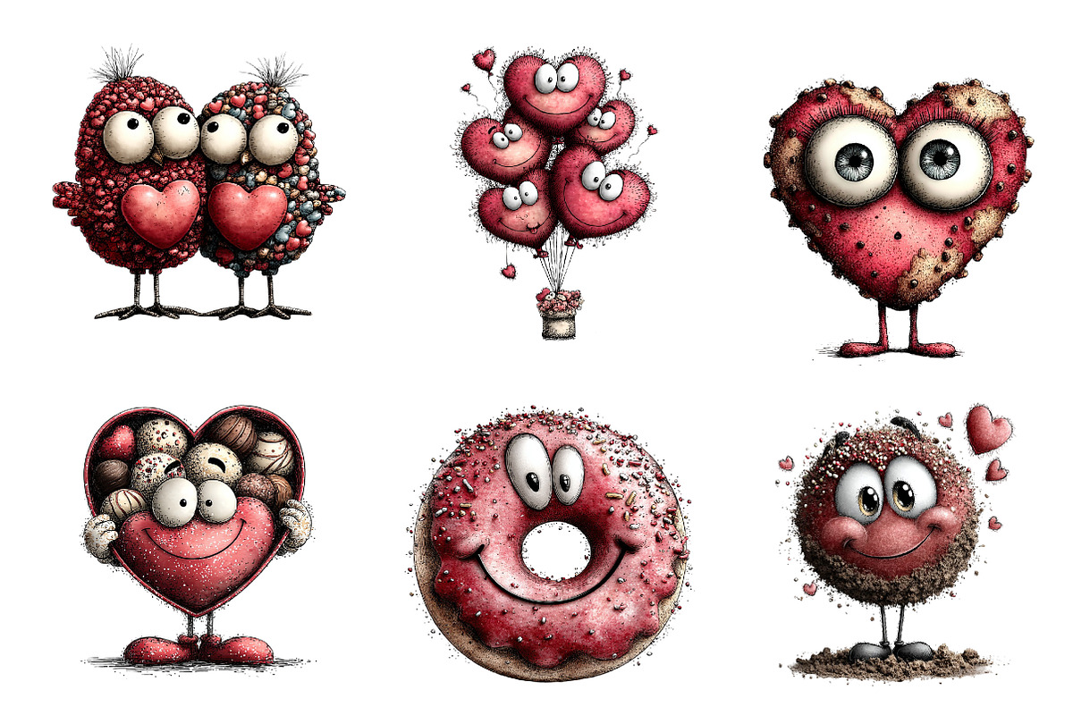 Quirky valentines sweets clipart, an Illustration by CreationArt (Photo 5 of 6)