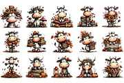 Whimsical Autumn Cow Clipart, a Seasonal Illustration by OK Design (Thumbnail 3 of 6)