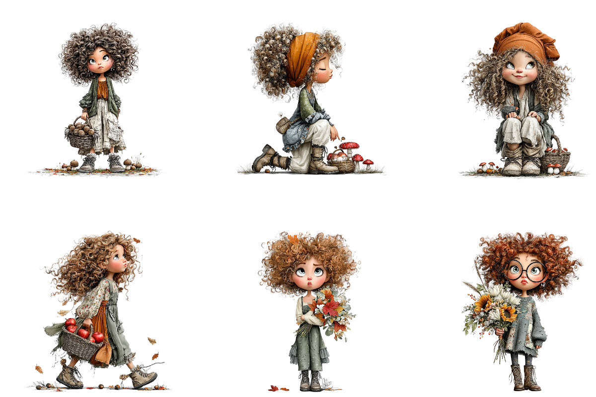 Autumn Girl Clipart, a Seasonal Illustration by CreationArt (Photo 2 of 7)