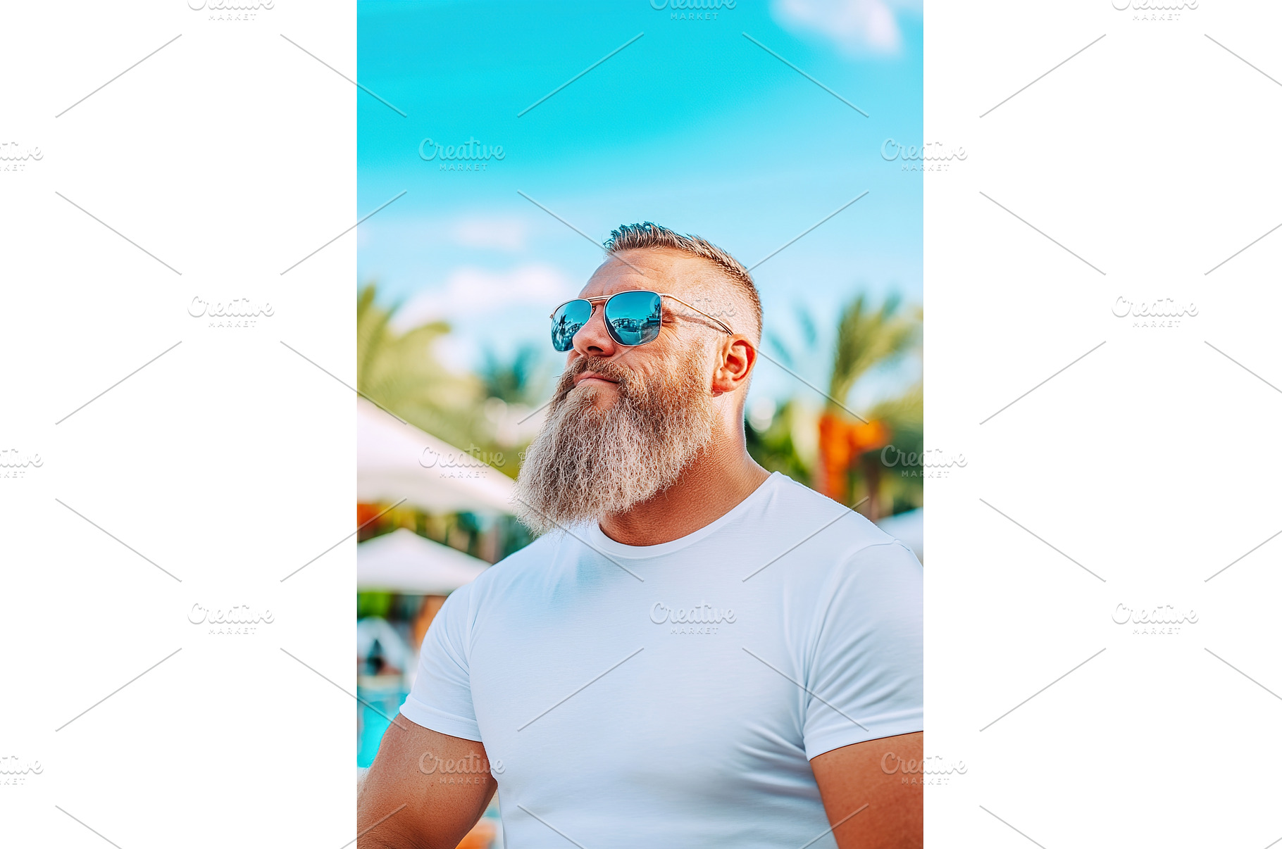 Bearded male in sunglasses and white, a Person Photo by Lermont51