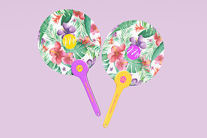 Round Paper Hand Fan Set Mockup, a Product Mockup by McLittle Stock