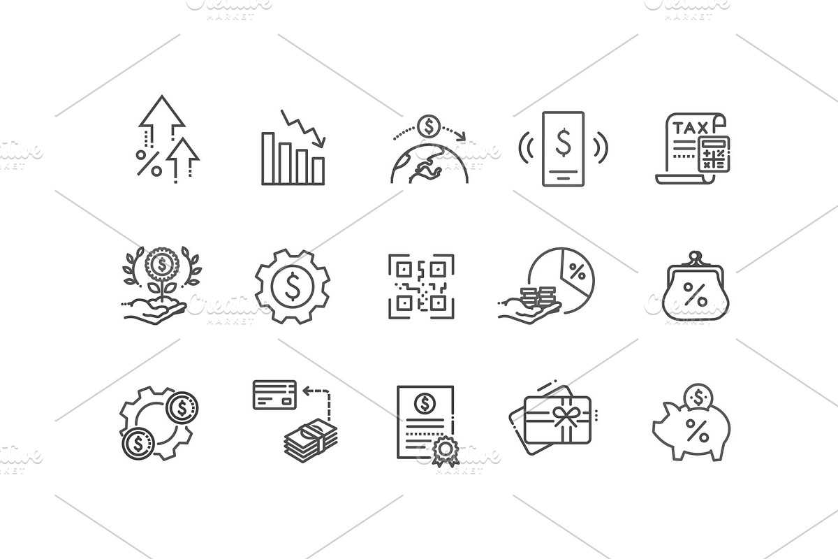 Banking and Investment Line Icons, a Finance Illustration by Tettygreen (Photo 3 of 3)