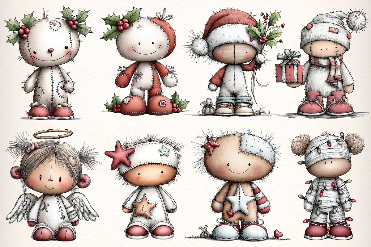 Whimsical Dolls Clipart Bundle, an Illustration by Dream Creation (Photo 4 of 7)