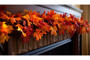 fireplace fall leaf garland ai, a Nature Photo by pikepicture