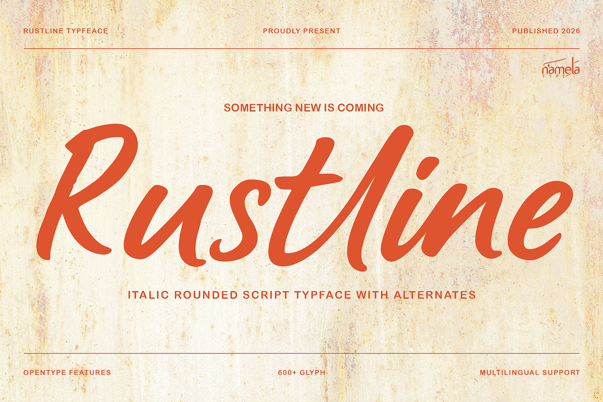 Rustline Bold Handwritten Script, a Handwritten Font by Namela Studio (Photo 1 of 8)
