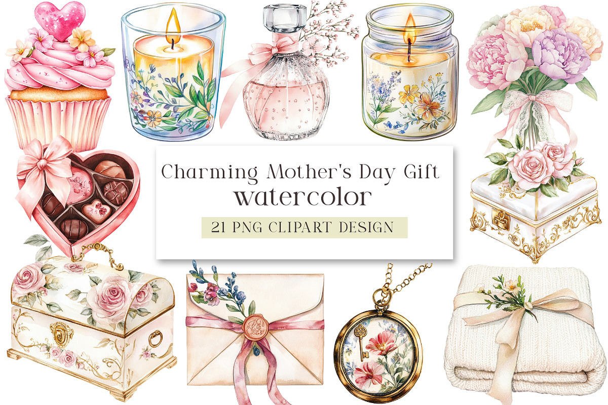 Charming Mother's Day Gift Clipart, an Illustration by DreamArtGraphic (Photo 1 of 4)