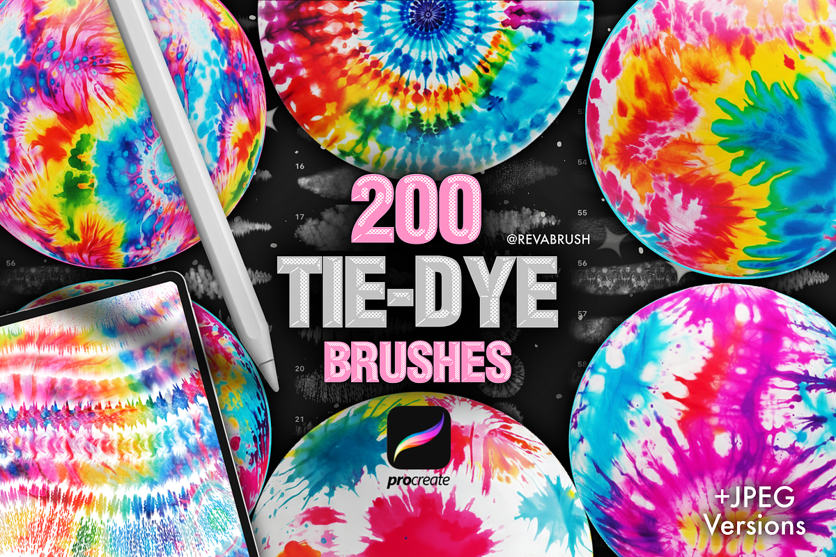 Procreate Tie Dye Textures brushes, a Brush Add-On by Revabrush (Photo 1 of 11)