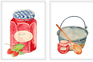 Watercolor Clipart Jam Jar