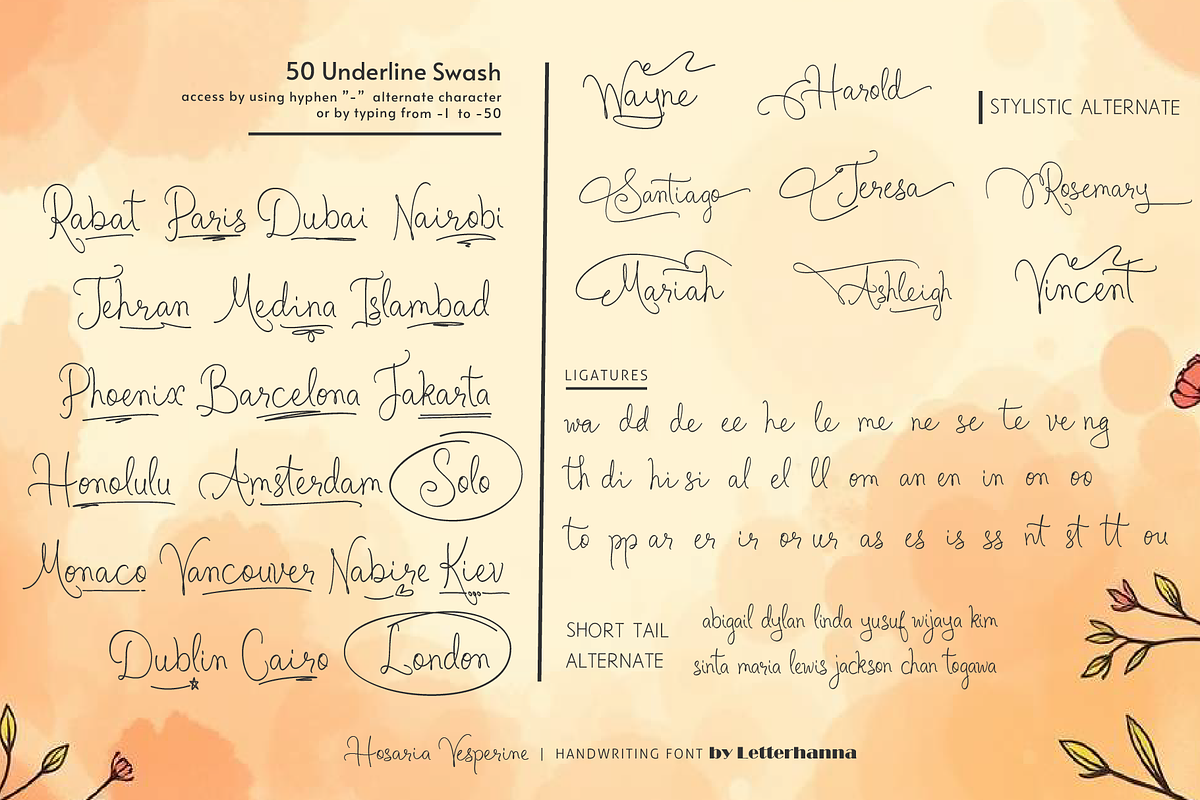 Hosaria Vesperine Handwriting Font, a Handwritten Font by Letterhanna Studio (Photo 5 of 12)