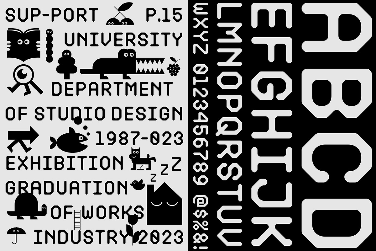 SP MONORIUM MODULAR FONT + DINGBAT, a Sans Serif Font by Sup.Port Studio (Photo 7 of 11)